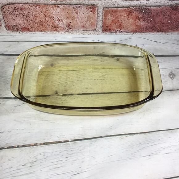 Vintage Fortecrisa 1 Quart Baking Serving Dish Yellow Amber Made in Mexico - Picture 2 of 7